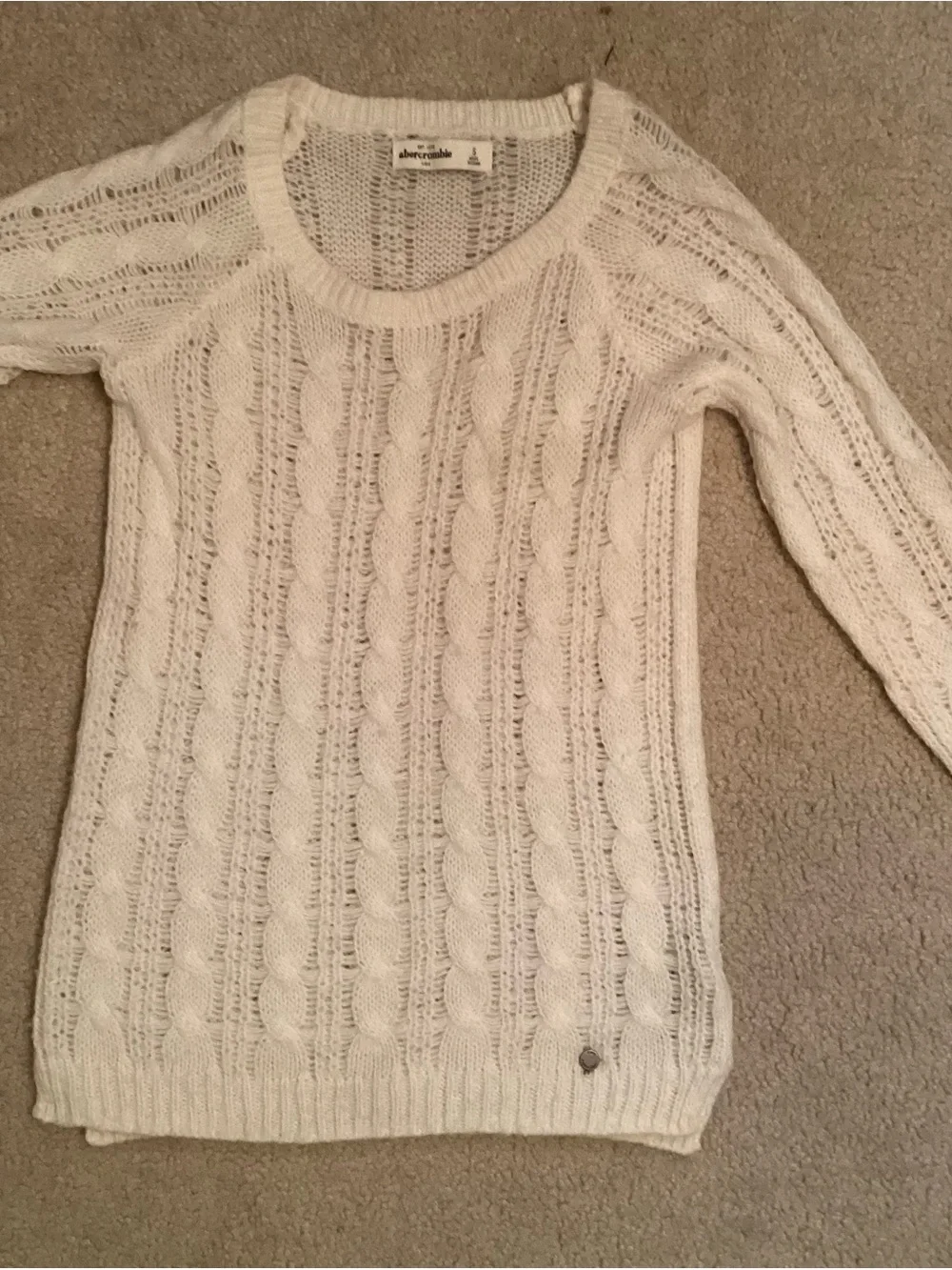 Abercrombie & Fitch Kids Cream Cable Knit Pullover Sweater Size S